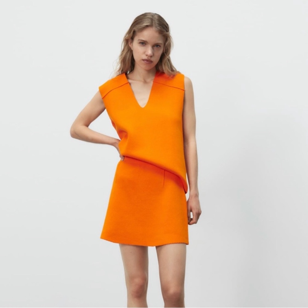 ZARA Knit Skirt Orange SZ Small NWT